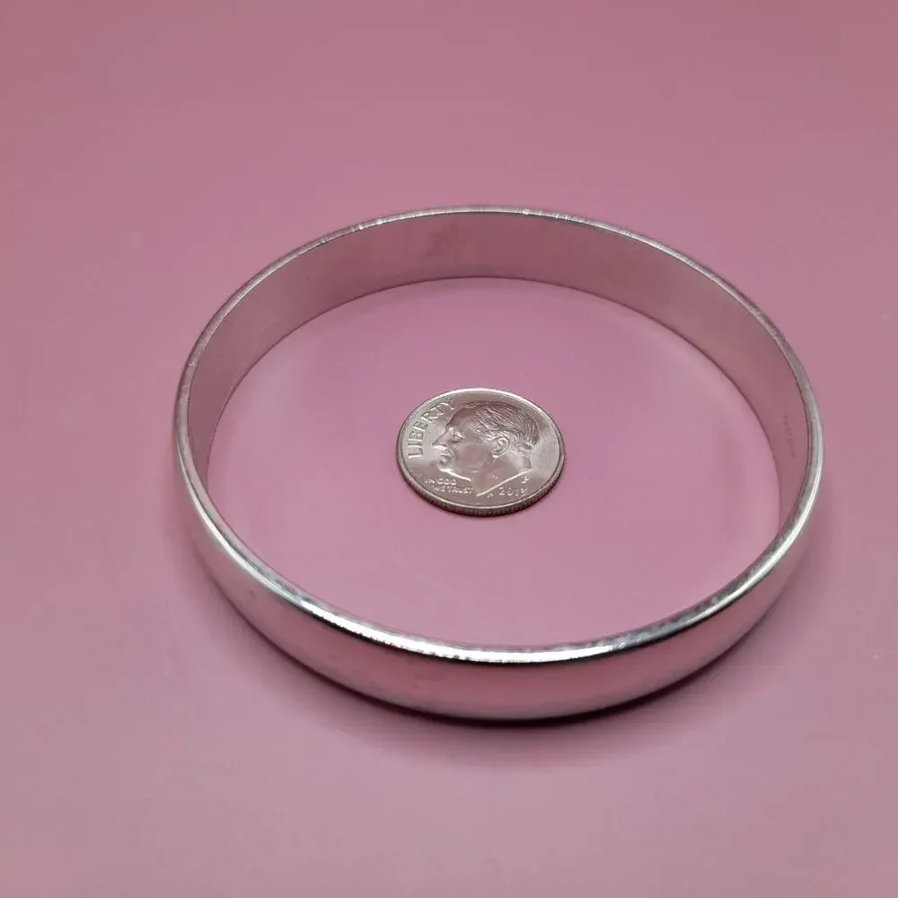 Vintage Monet Silver Tone Bangle Bracelet, Size Small, Signed 1980s Jewelry